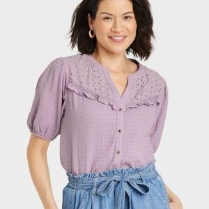 Knox Rose Women’s Purple Button Down Blouse
